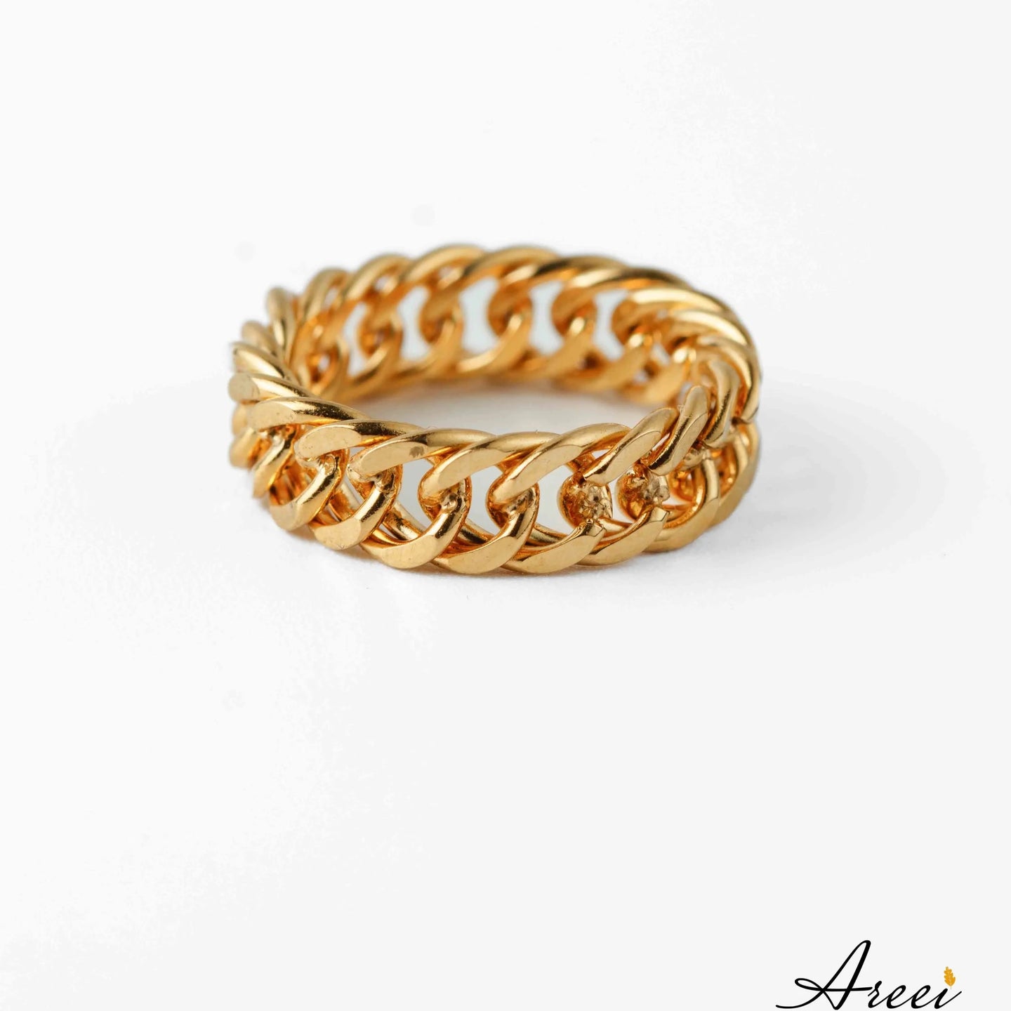 18k gold plated chain chunky ring